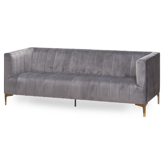 Emperor Grey Velvet 2 Seater Sofa With Chrome Legs