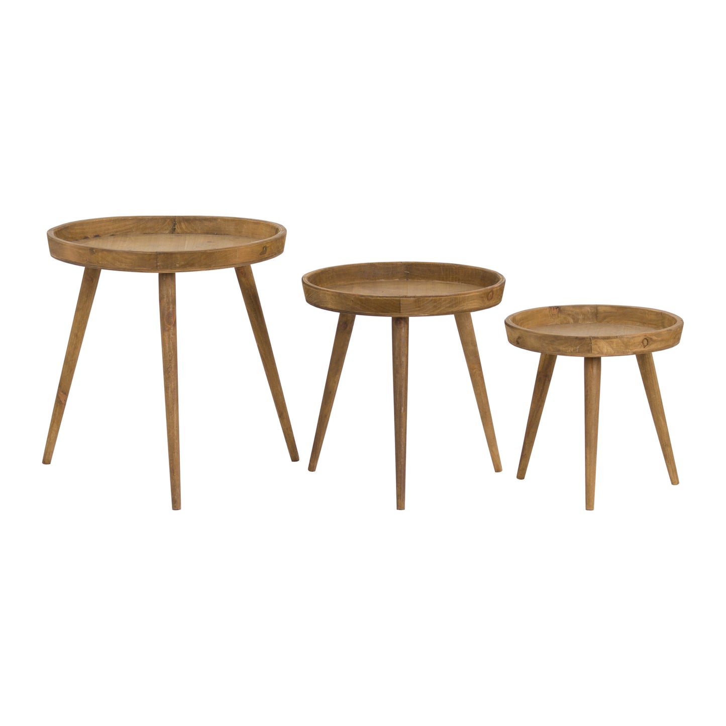 Loft Collection Set Of 3 Round Wooden Table