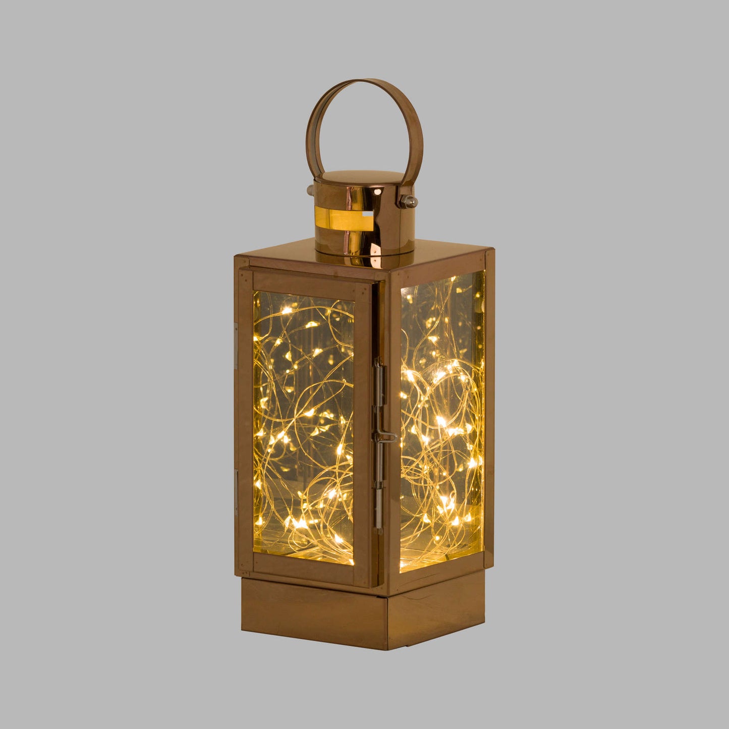 Copper Lantern With Led Micro Lights