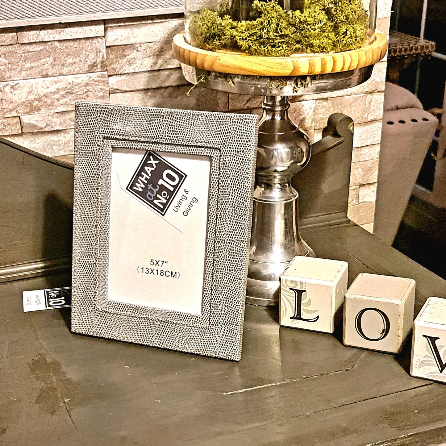 Grey faux snake photo frame - 5x7 inches