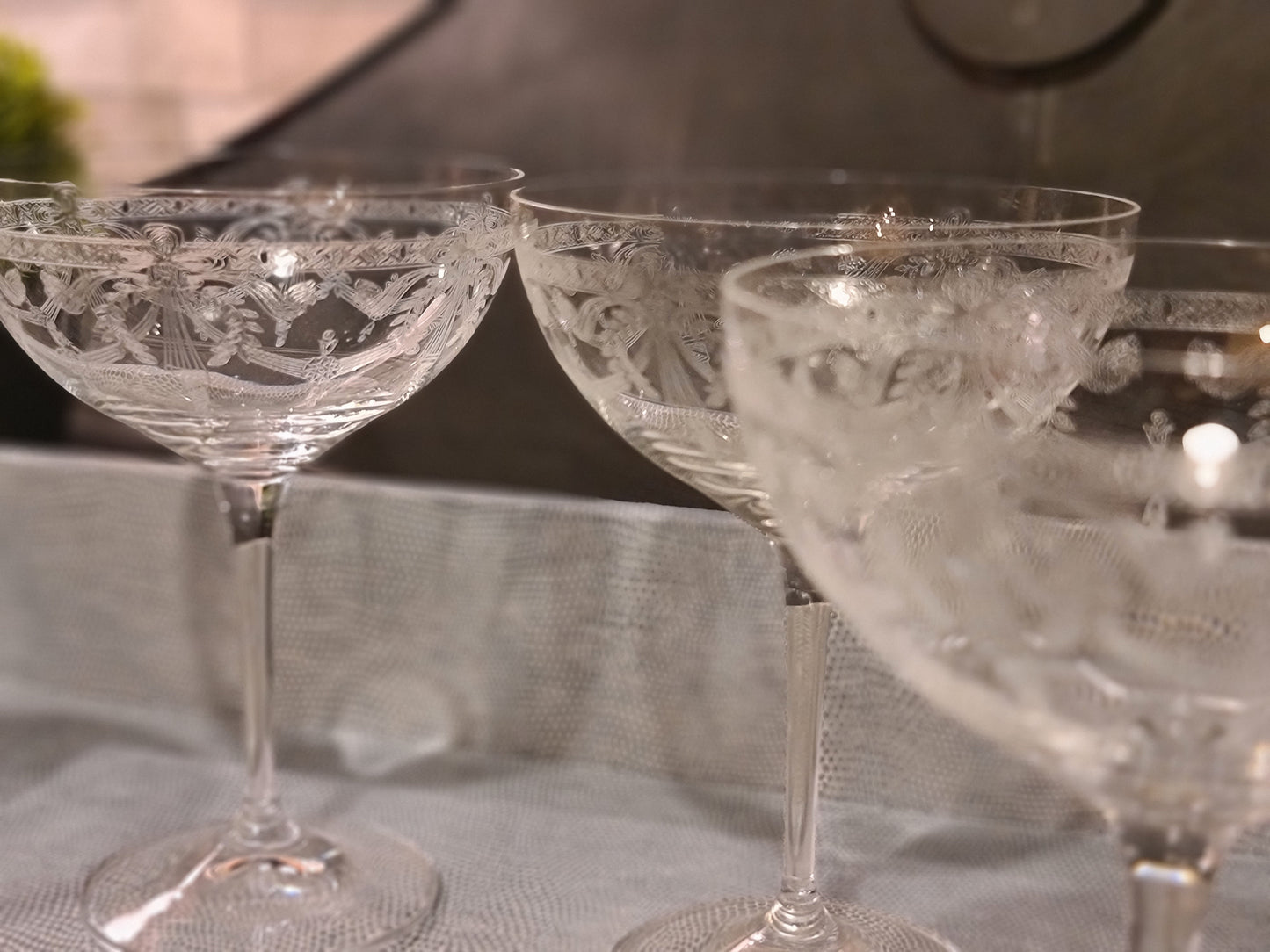 Victoria Engraved Crystal Coupe Set of 4