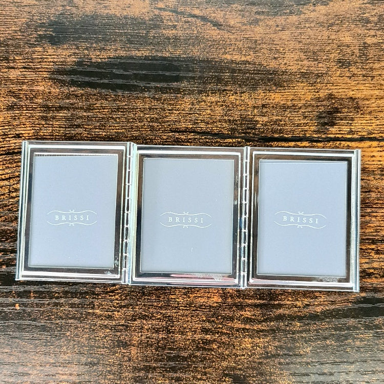 Art Deco Silver Plated Triple Mini Frame
