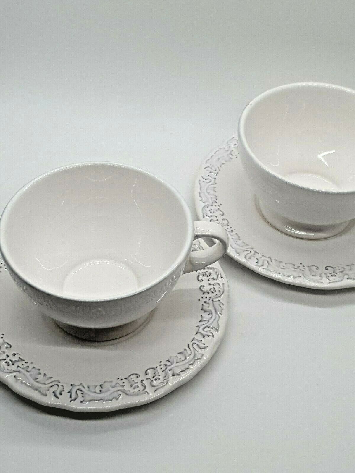 Ceramic Baroque Set Of Two Cups And Saucers