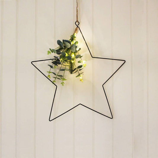 Hanging LED Star With Eucalyptus, 30cm
