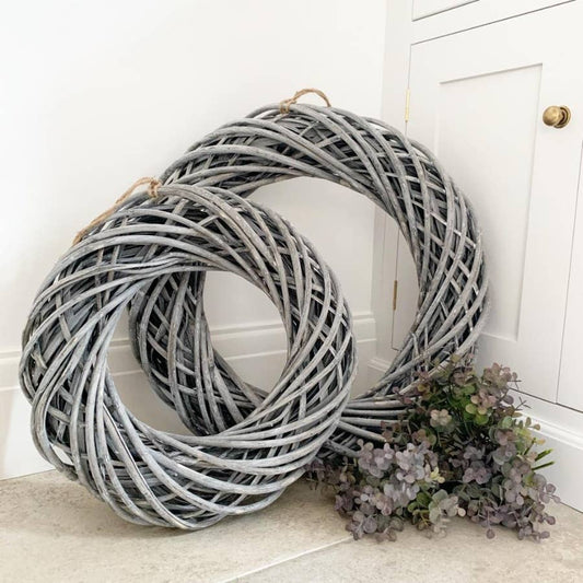 XL Rattan Grey Wreath, 52cm