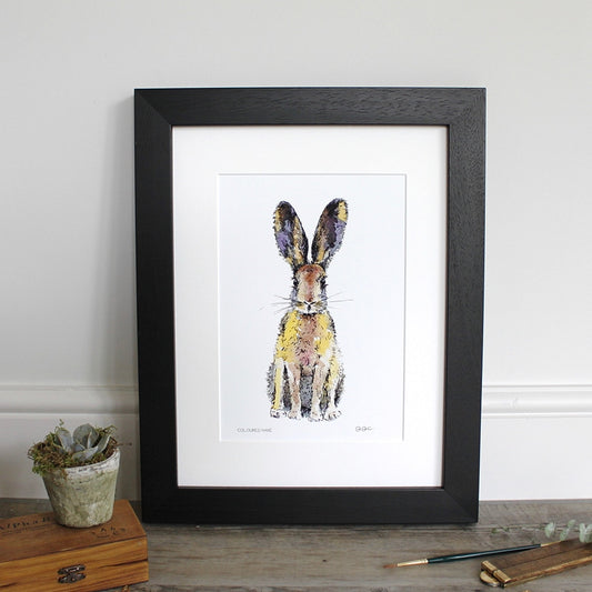 Coloured Hare 12×16 Mounted fine art print