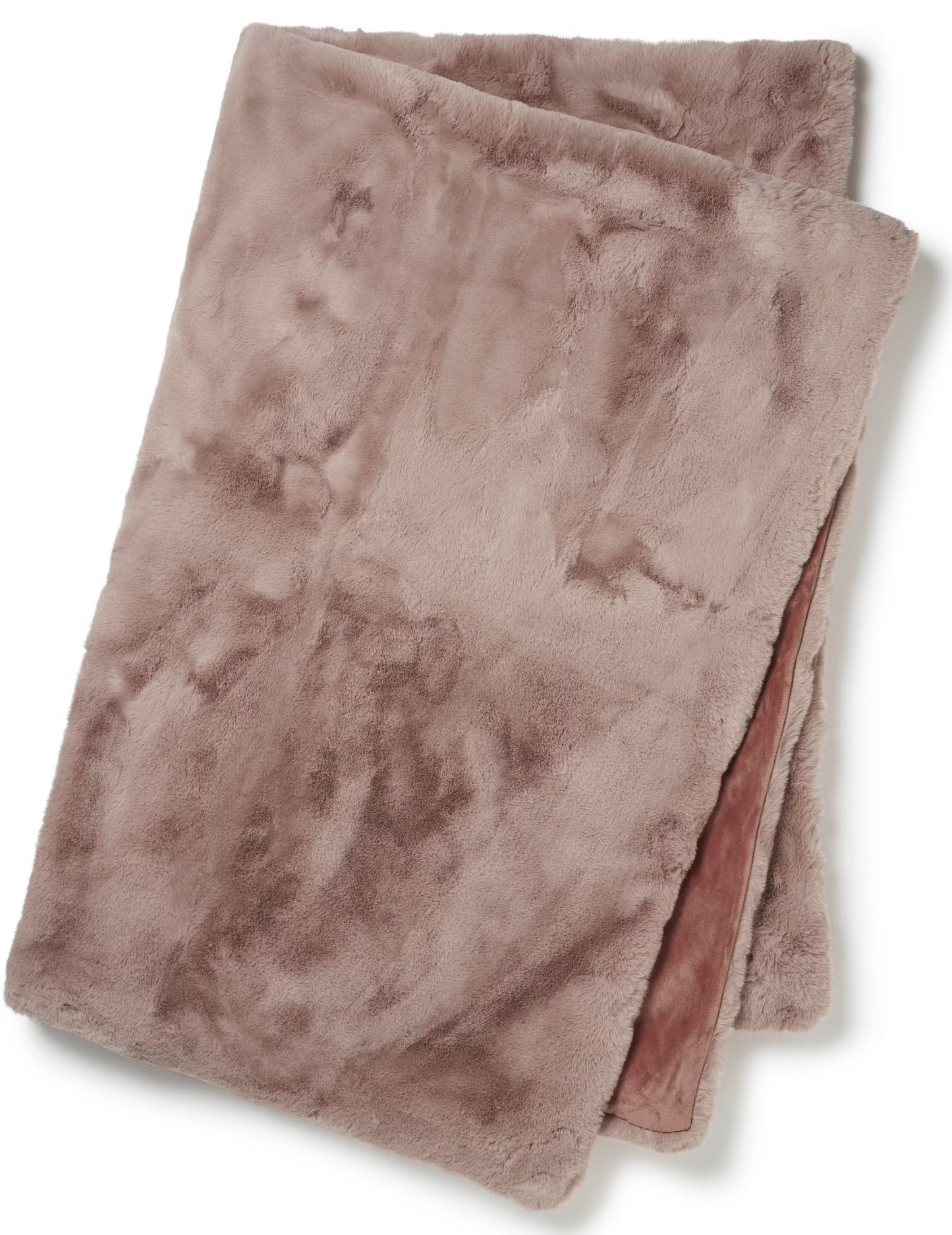 Fluffy faux fur blanket in dusky pink
