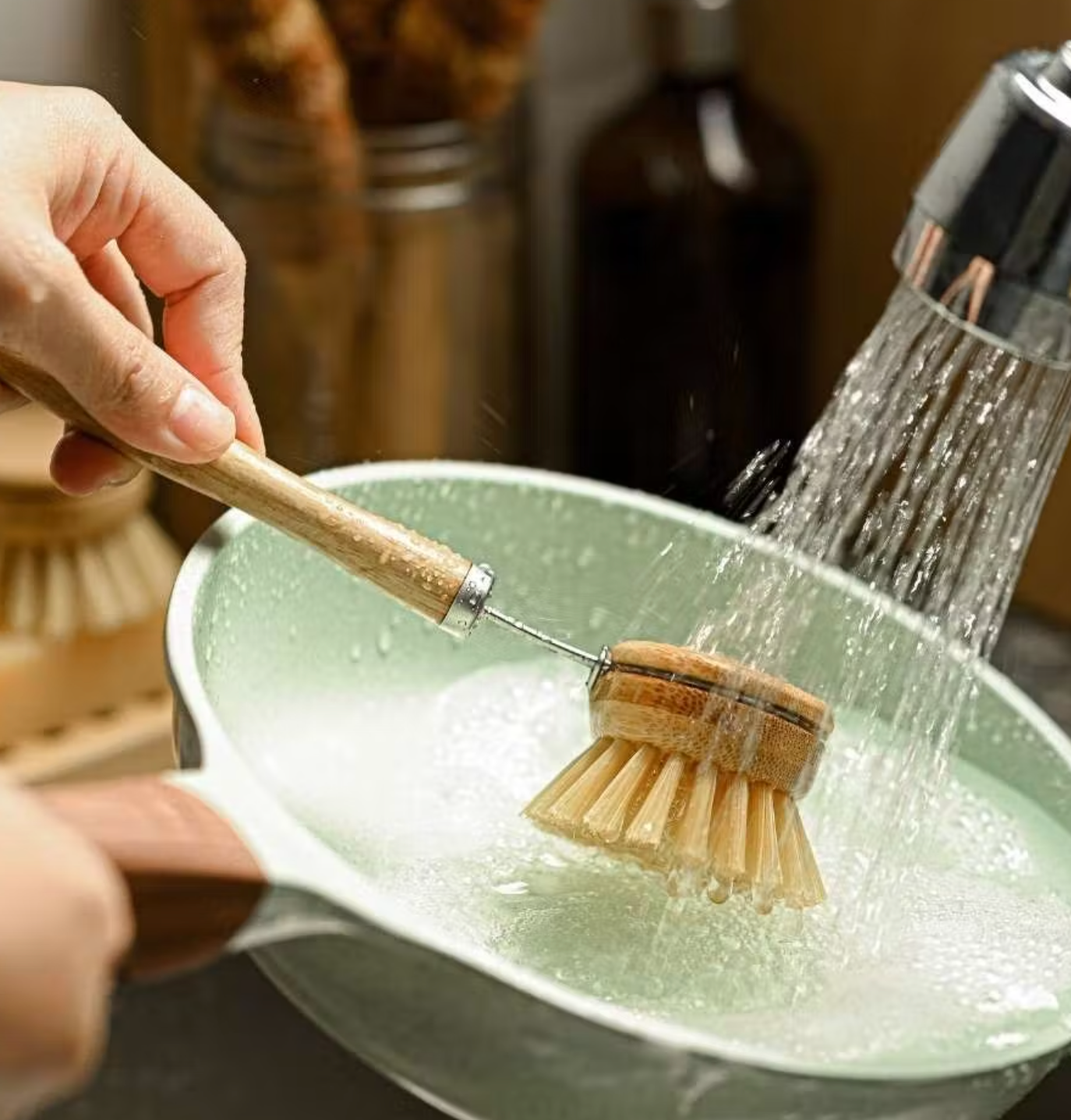 Bamboo dish brush set | eco friendly washing up brushes