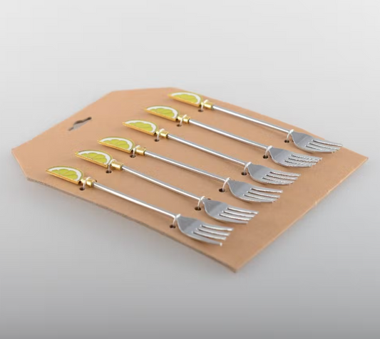 Set of 6 small dessert forks in lemon design