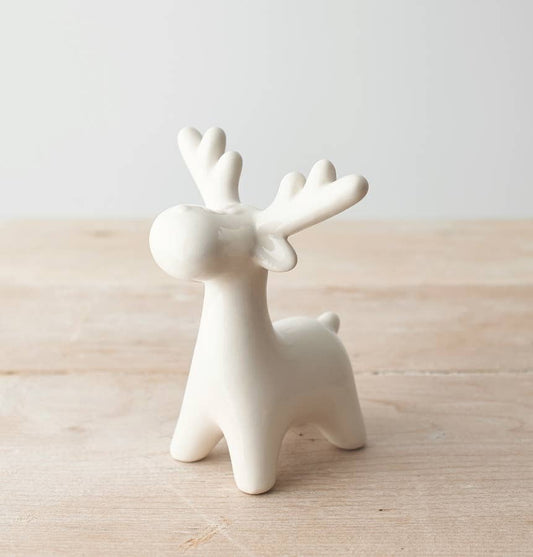 White Ceramic Reindeer 13cm